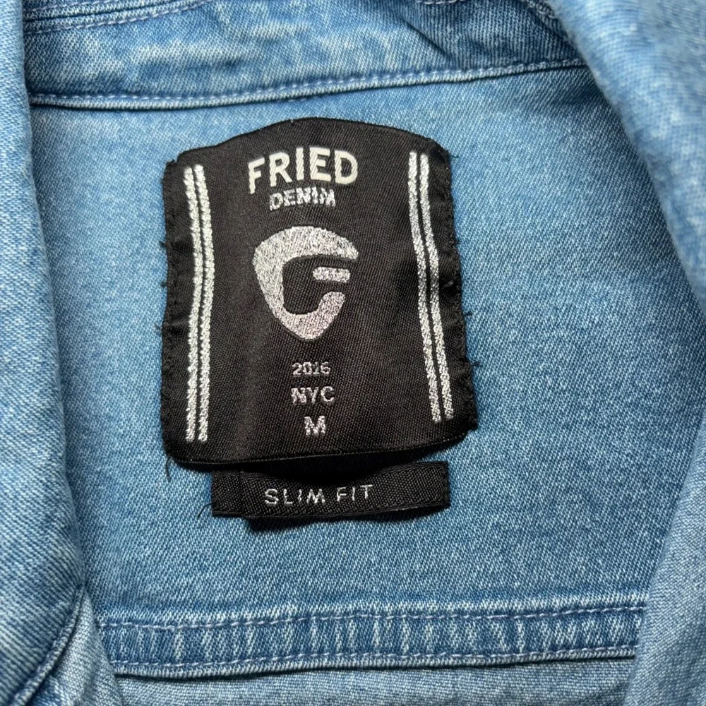 Fried Denim Mens Light Wash Slim Fit Trucker Jacket Blue Size Medium